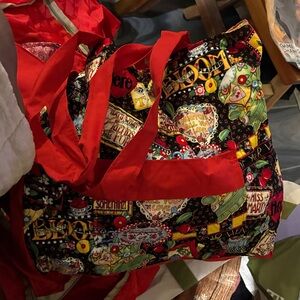 Mary Engelbreit Black and Red Patterned Cosmetic Bag